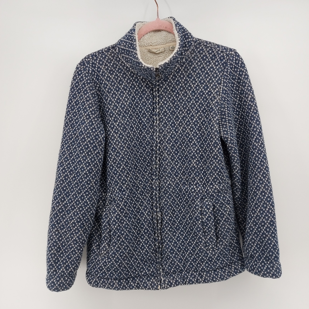 LL BEAN Full Zip Diamond Jacquard Anorak Jacket Medium